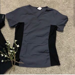 Grey with black panel Cherokee flexibles scrub top